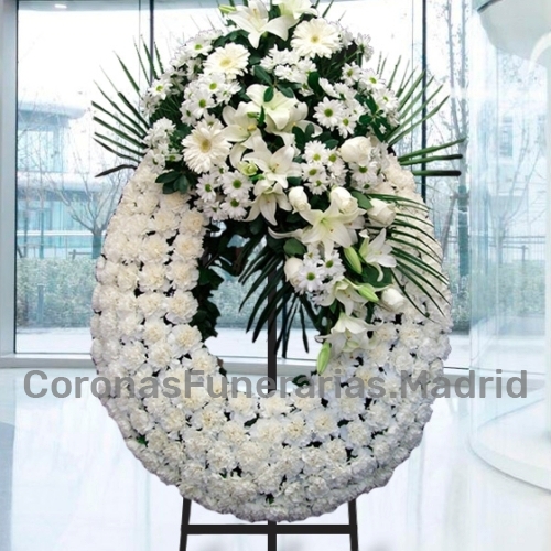 Corona Funeraria Blanca para los difuntos de Madrid